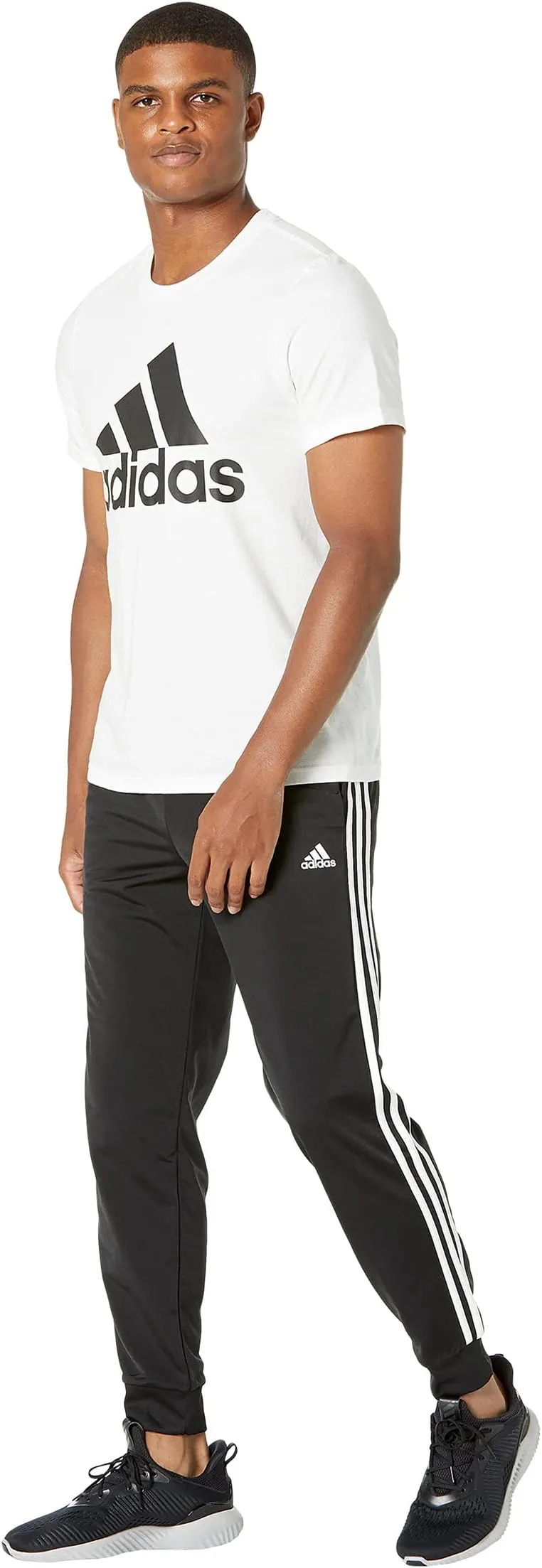 adidas Essentials 3 Stripe Knit Sweatpants Black/White 1