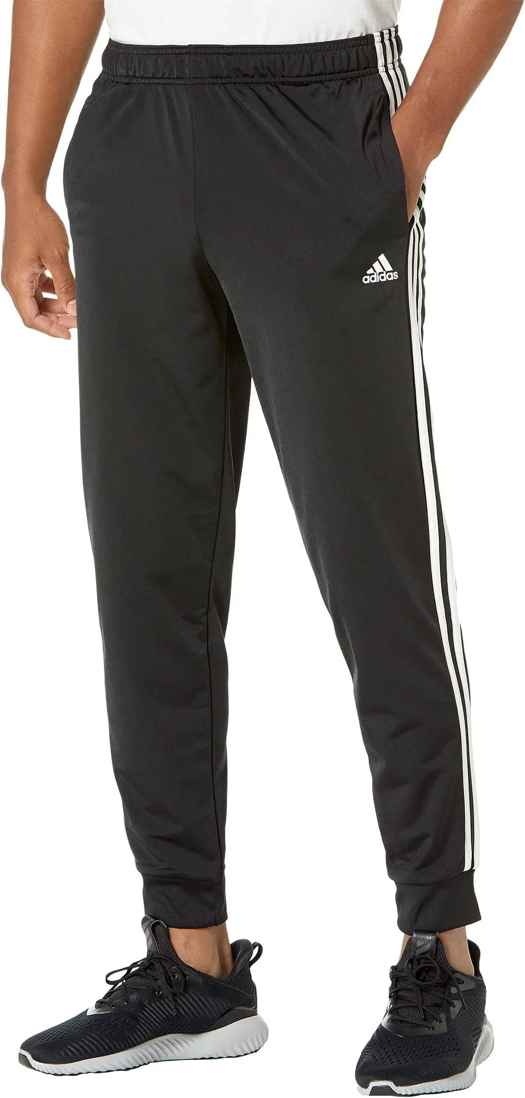 adidas Essentials 3 Stripe Knit Sweatpants Black/White 1