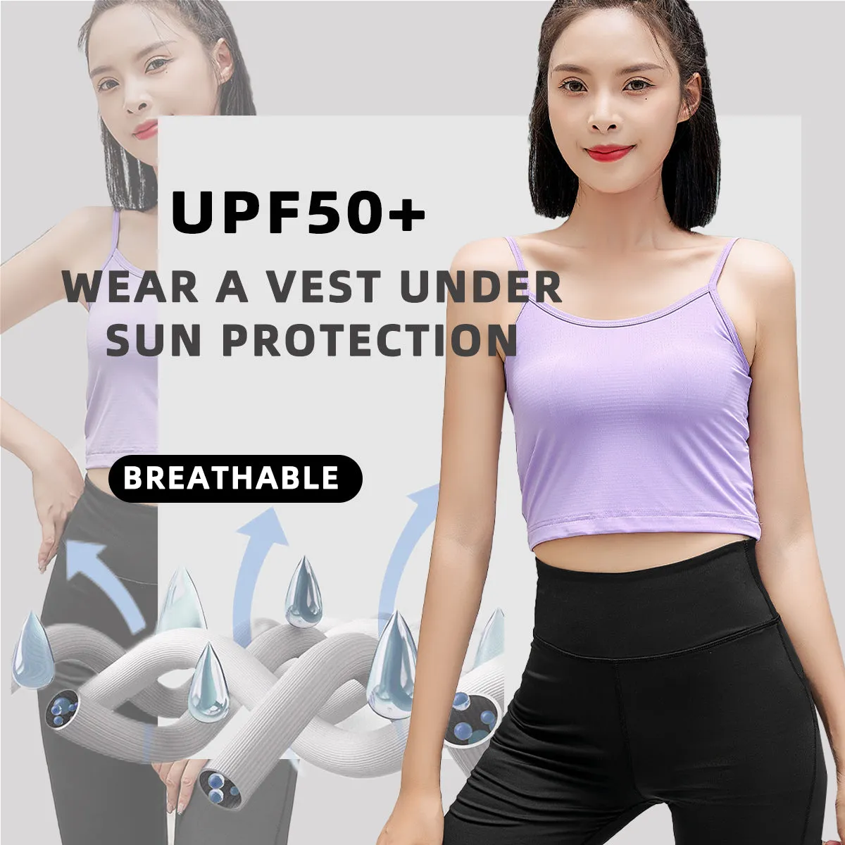 Sidiou Group Anniou Summer Women's UPF50  Camisole Sun Protection Sleeveless Breathable Fitness T-shirt High Elastic Yoga Tank Tops